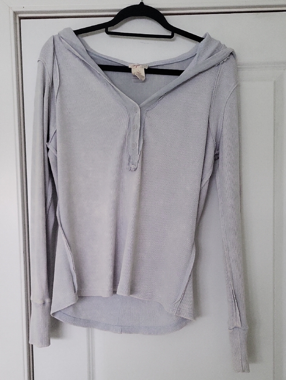 Mystree Light Blue Waffle Knit Hooded Henley From Ash And Antler